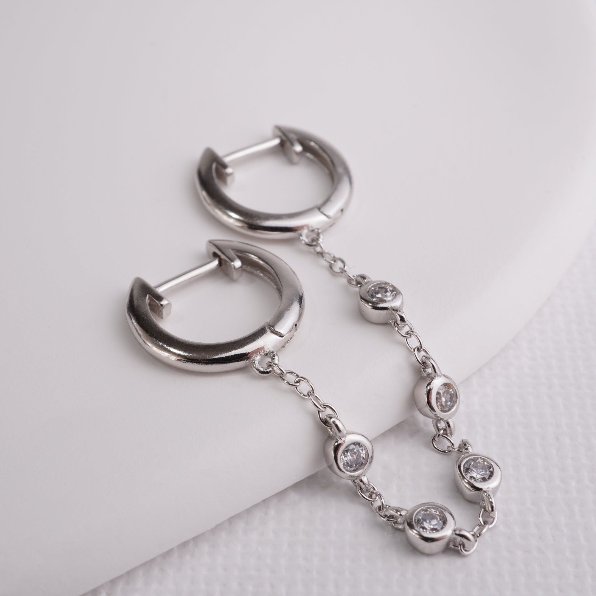 INAGIO  925 silver diamond double trouble hoop earring