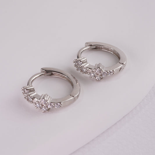 INAGIO 925 silver geometric diamond hoop set