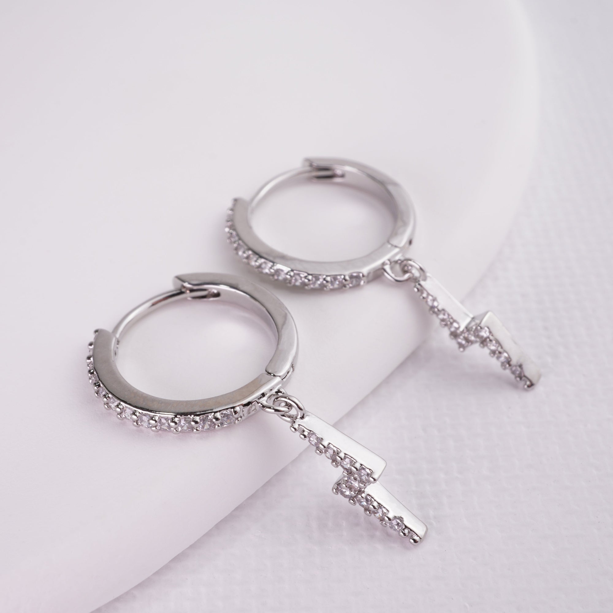 inagio 925 silver diamonds lightning hoop set