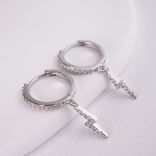 inagio 925 silver diamonds lightning hoop set