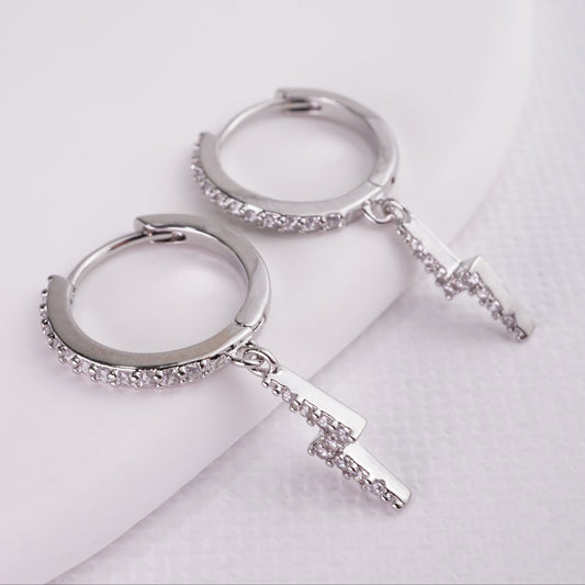 inagio 925 silver diamonds lightning hoop set