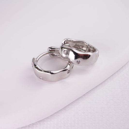 INAGIO 925 silver chunky hoop set