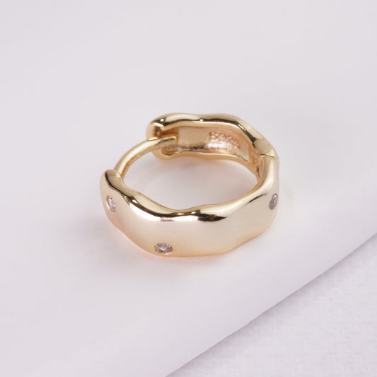 INAGIO  14k gold plated 925 silver chunky hoop earring