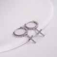 Încărcați imaginea în vizualizatorul Galerie, inagio 925 silver diamond cross hoop set