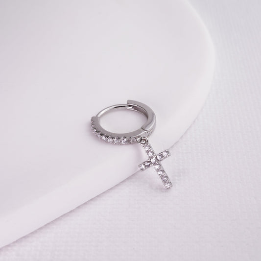 inagio 925 silver diamonds cross hoop