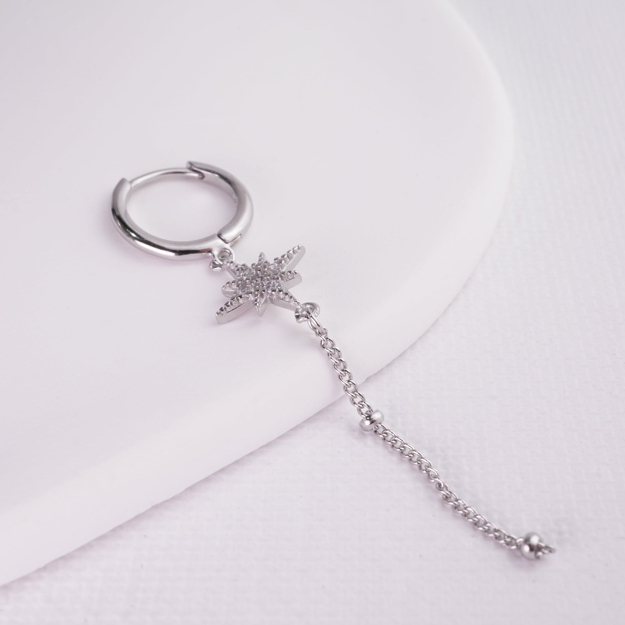 inagio 925 silver diamond star tail hoop