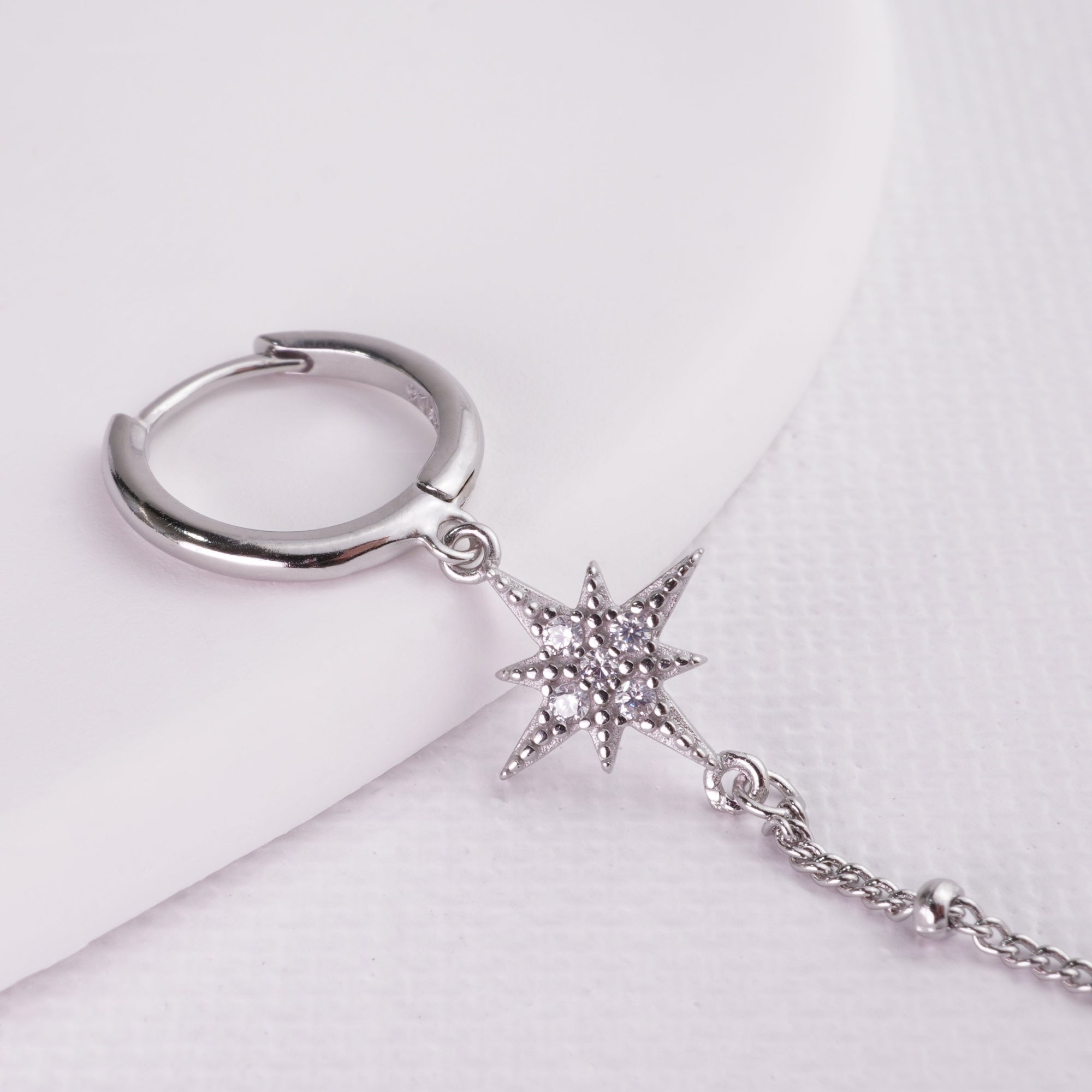 inagio 925 silver diamond star tail hoop