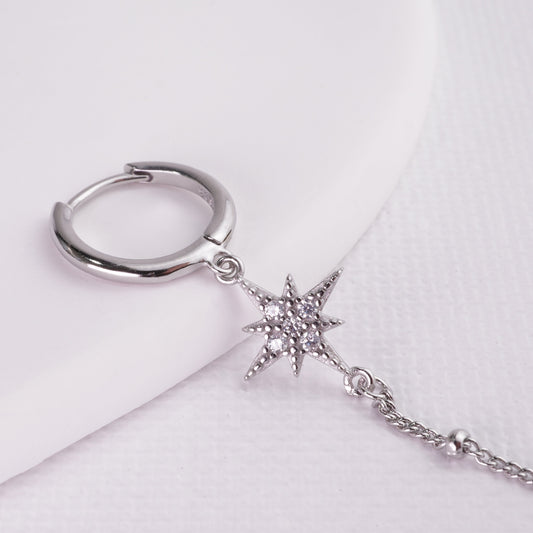 inagio 925 silver diamond star tail hoop