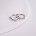 Încărcați imaginea în vizualizatorul Galerie, INAGIO 925 silver rectangle diamond hoop set
