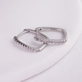 Încărcați imaginea în vizualizatorul Galerie, INAGIO 925 silver rectangle diamond hoop set