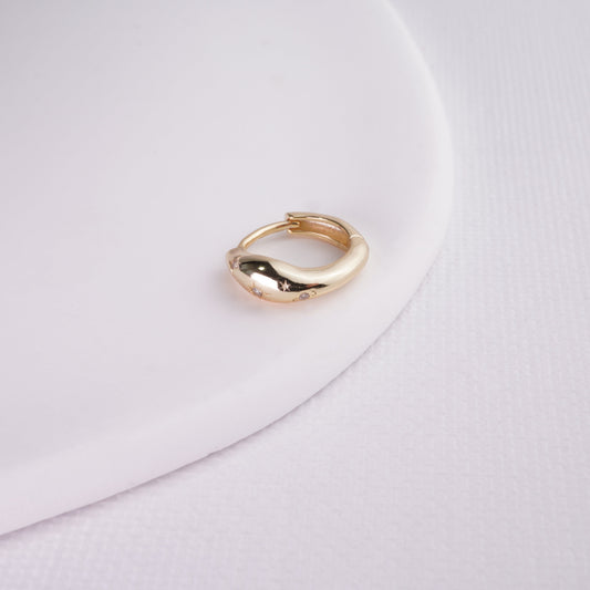 INAGIO 14K gold plated silver diamond serene hoop