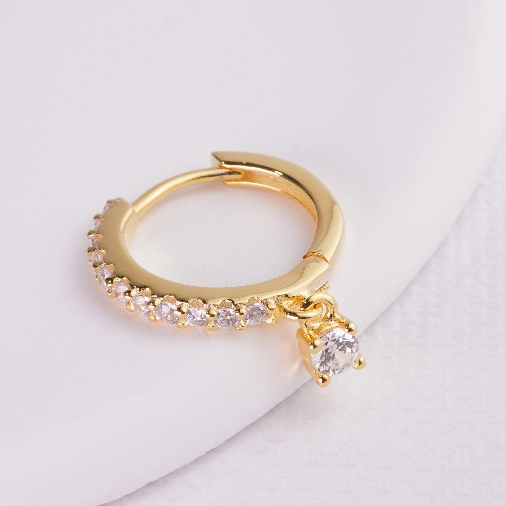 INAGIO 14k gold plated silver diamond with pendant hoop