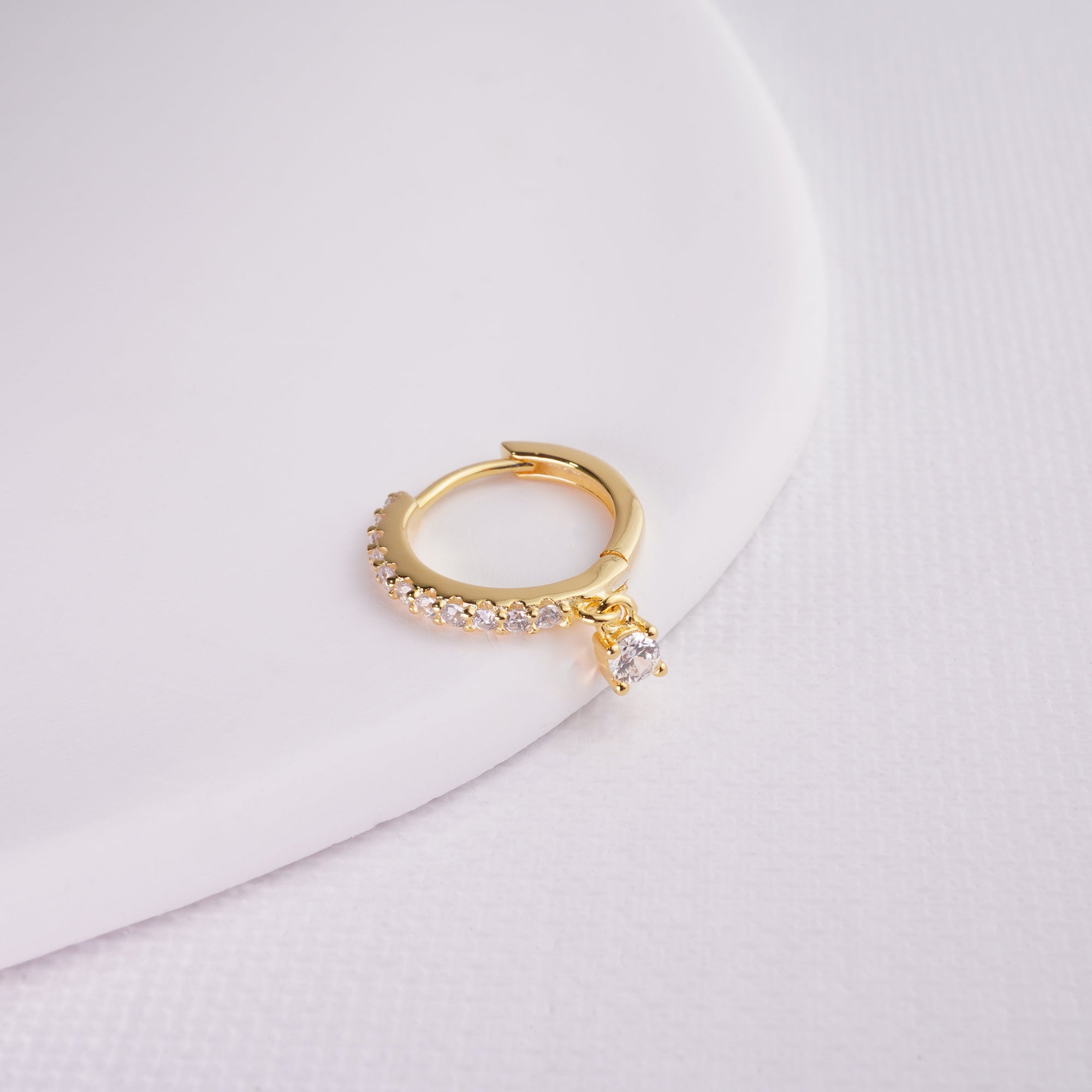 INAGIO 14k gold plated silver diamond with pendant hoop