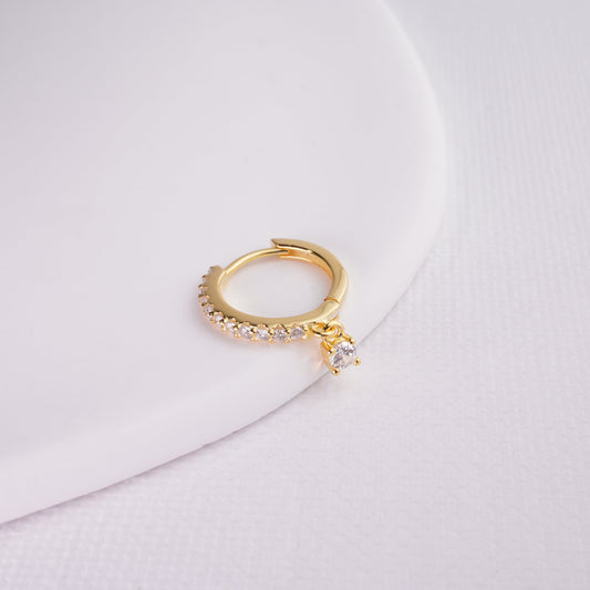 INAGIO 14k gold plated silver diamond with pendant hoop