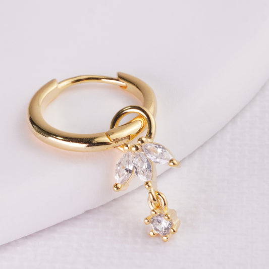 INAGIO 14K gold plated silver diamond Trifecta hoop set