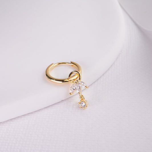 INAGIO 14K gold plated silver diamond Trifecta hoop