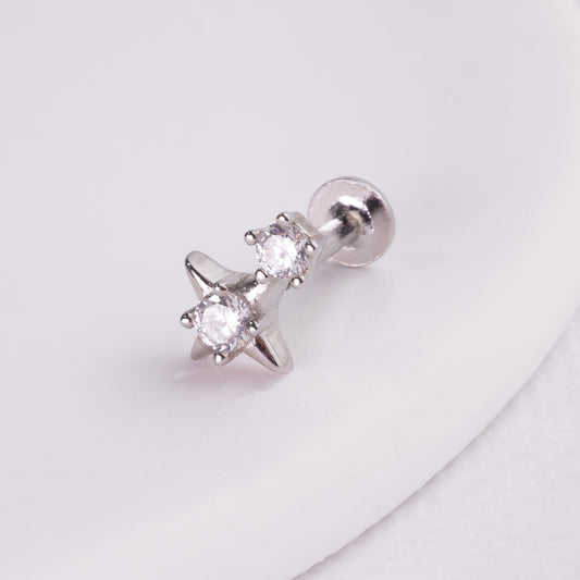 INAGIO  925 silver diamond starlight labret piercing