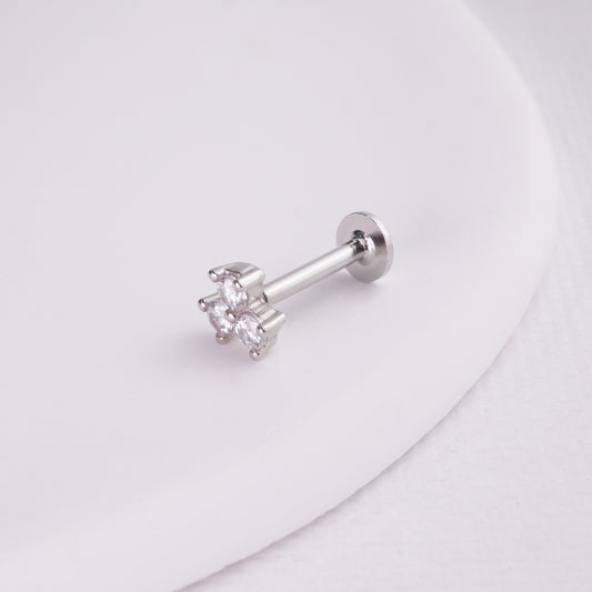 inagio 925 silver diamonds flower labret piercing