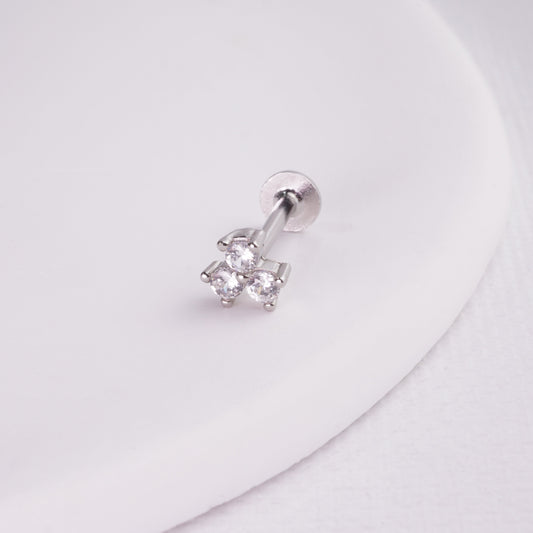 inagio 925 silver diamonds flower labret piercing