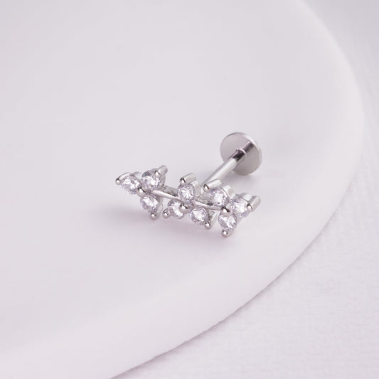 INAGIO 925 silver diamond flower labret piercing