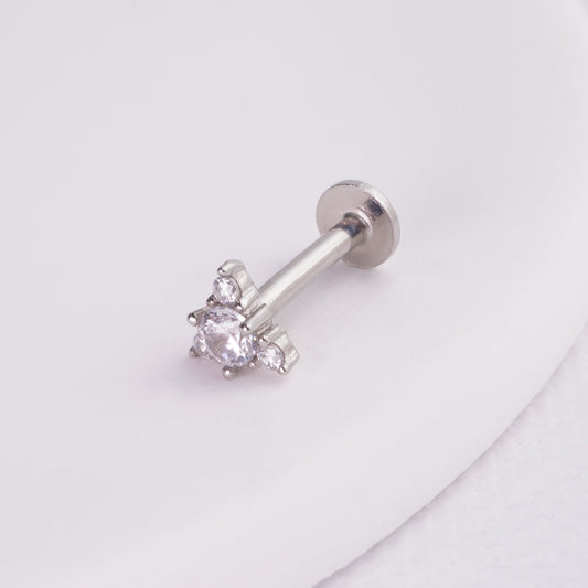inagio 925 silver diamonds triangle labret piercing