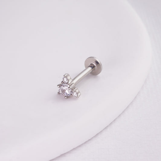 inagio 925 silver diamonds triangle labret piercing