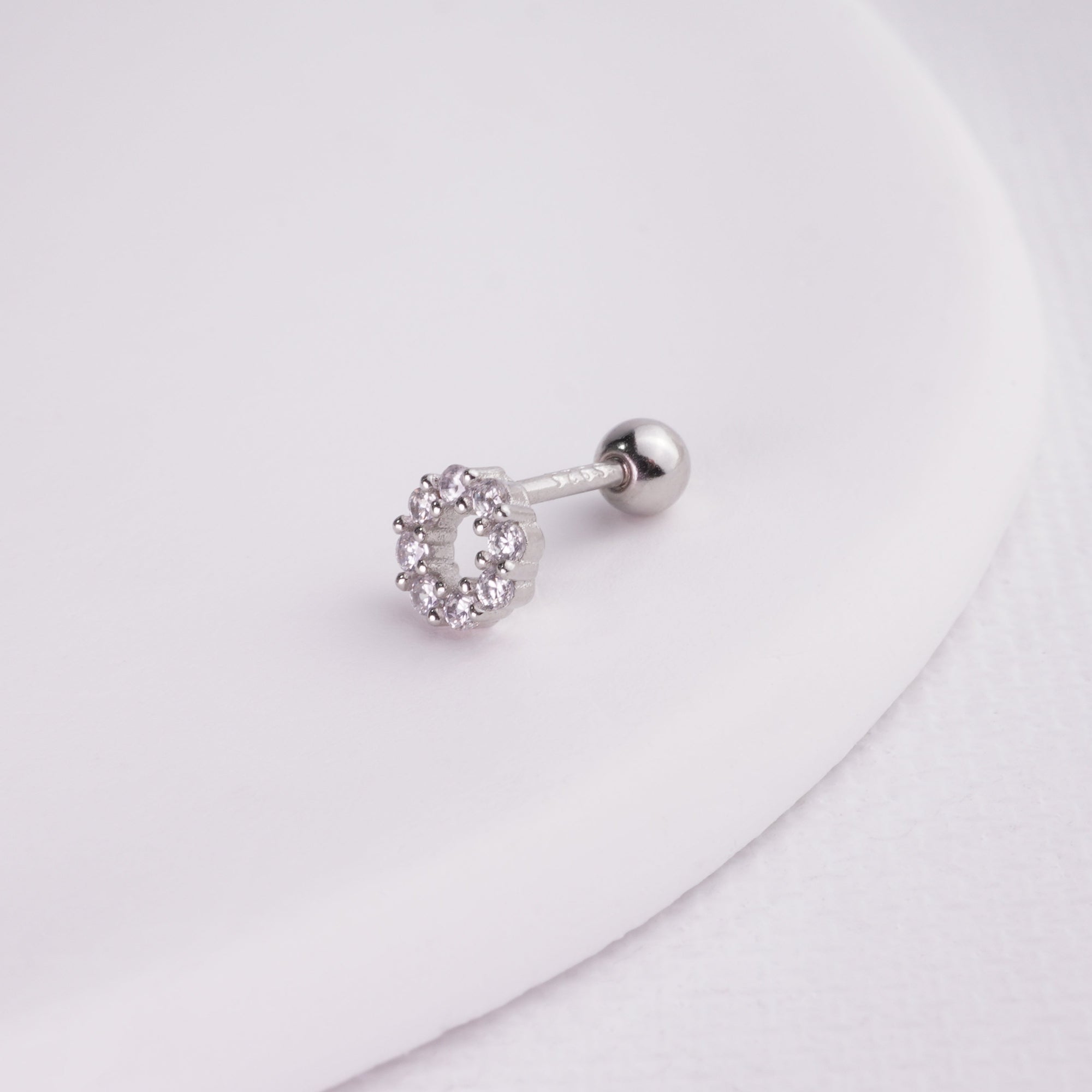 inagio 925 silver diamonds mini circle barbell