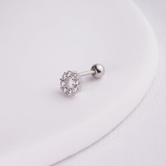 inagio 925 silver diamonds mini circle barbell