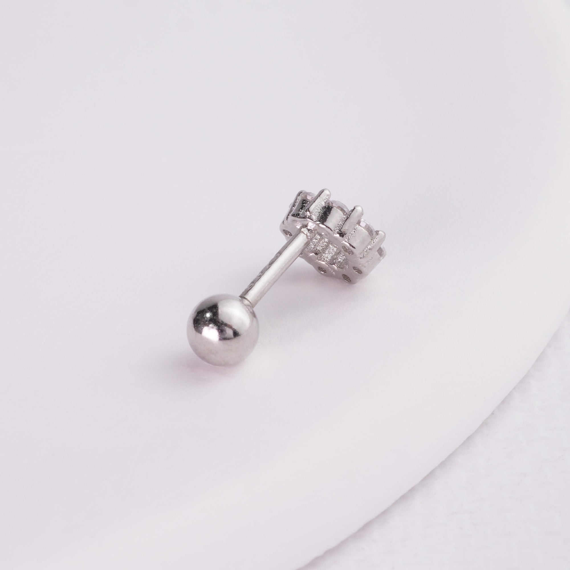 inagio 925 silver diamonds mini circle barbell