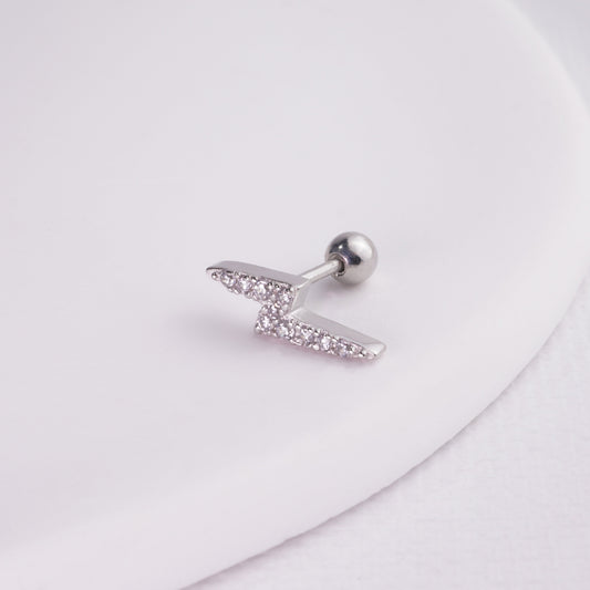 inagio 925 silver diamonds mini lightning barbell piercing