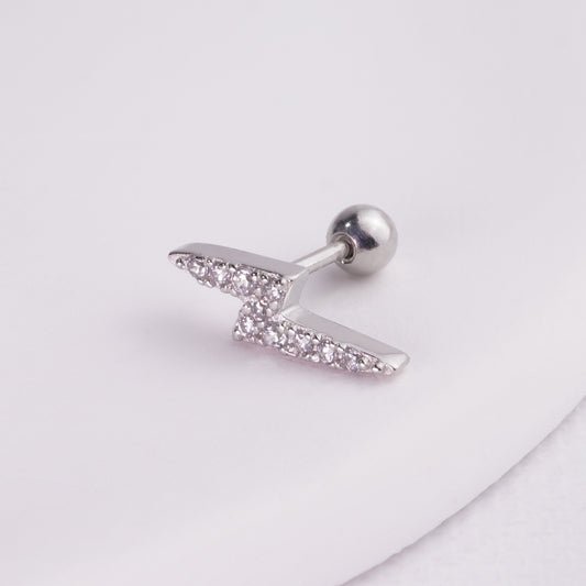 inagio 925 silver diamonds mini lightning barbell piercing