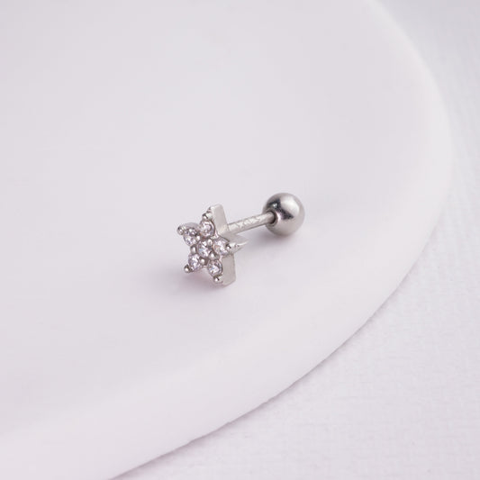 inagio 925 silver diamond star barbell piercing