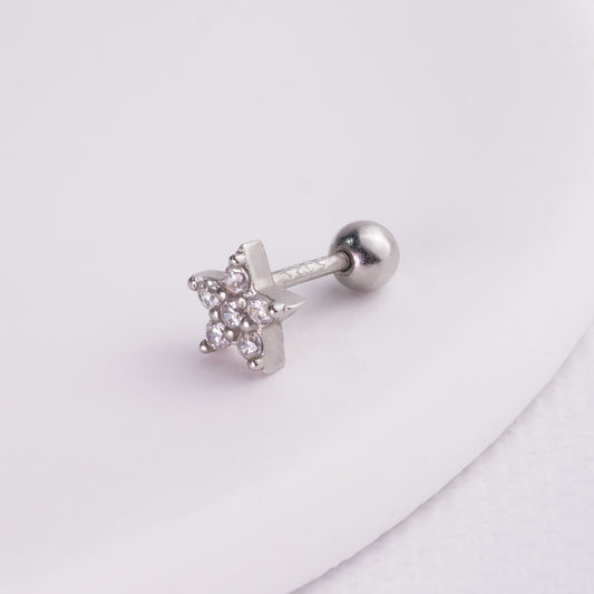 inagio 925 silver diamond star barbell piercing