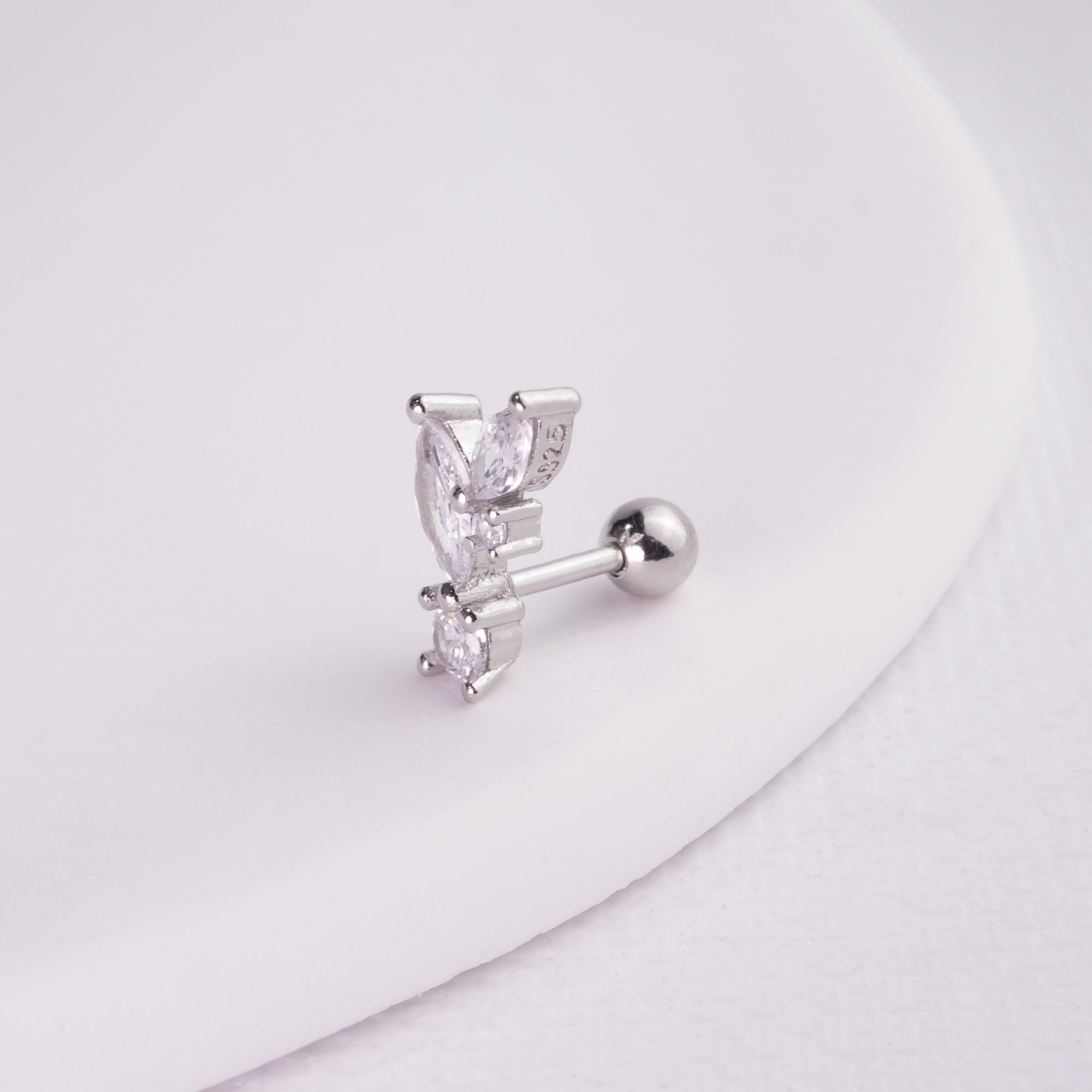 INAGIO 925 silver diamond bunny ears barbell