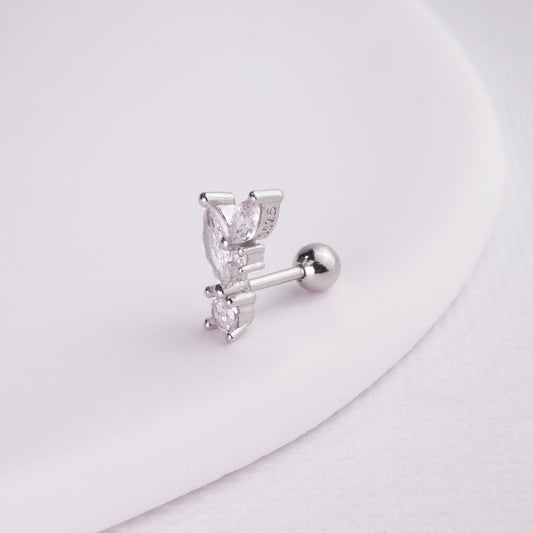 INAGIO 925 silver diamond bunny ears barbell