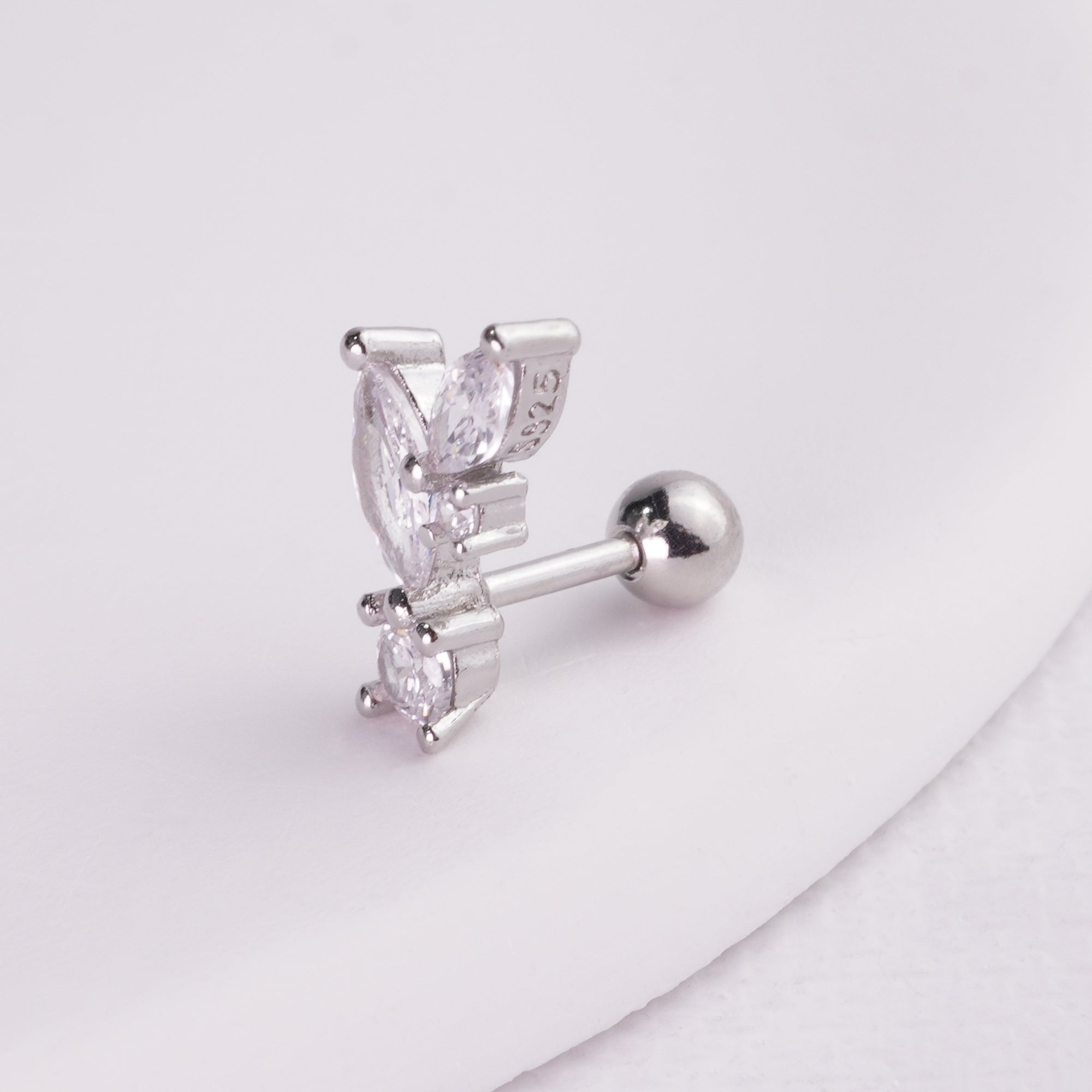 INAGIO 925 silver diamond bunny ears barbell