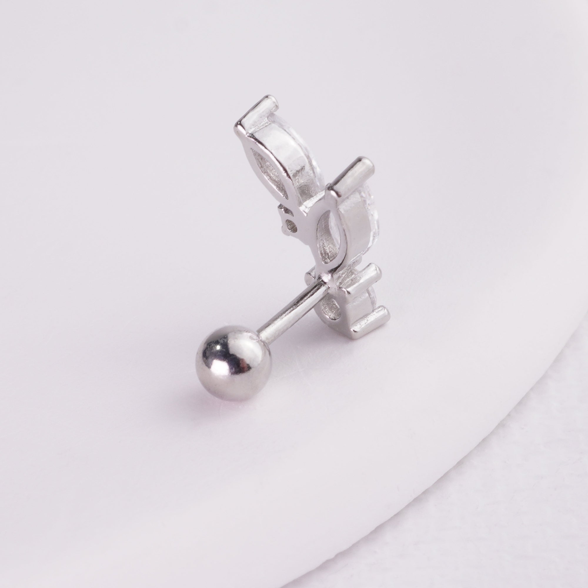 INAGIO 925 silver diamond bunny ears barbell