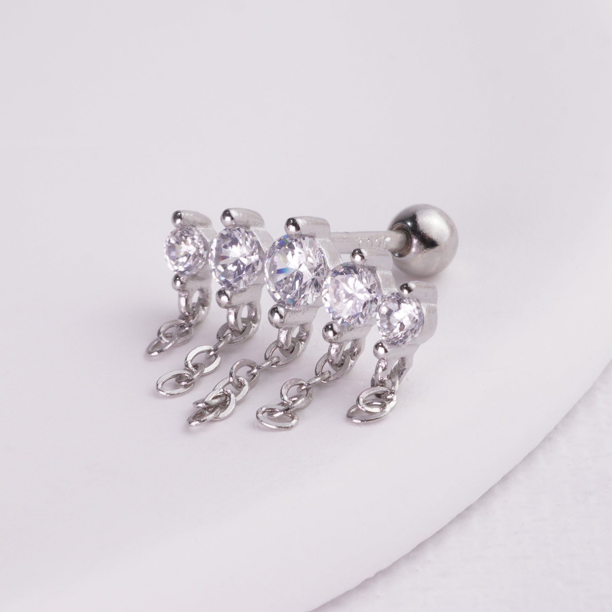 INAGIO 925 silver diamond drape barbell