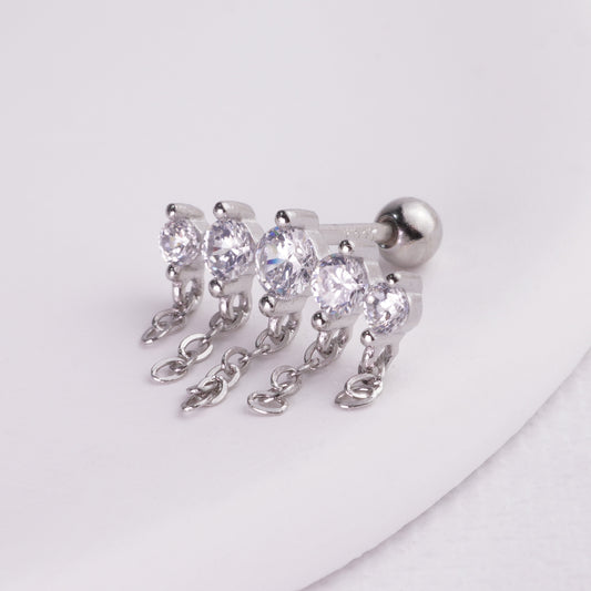 INAGIO 925 silver diamond drape barbell