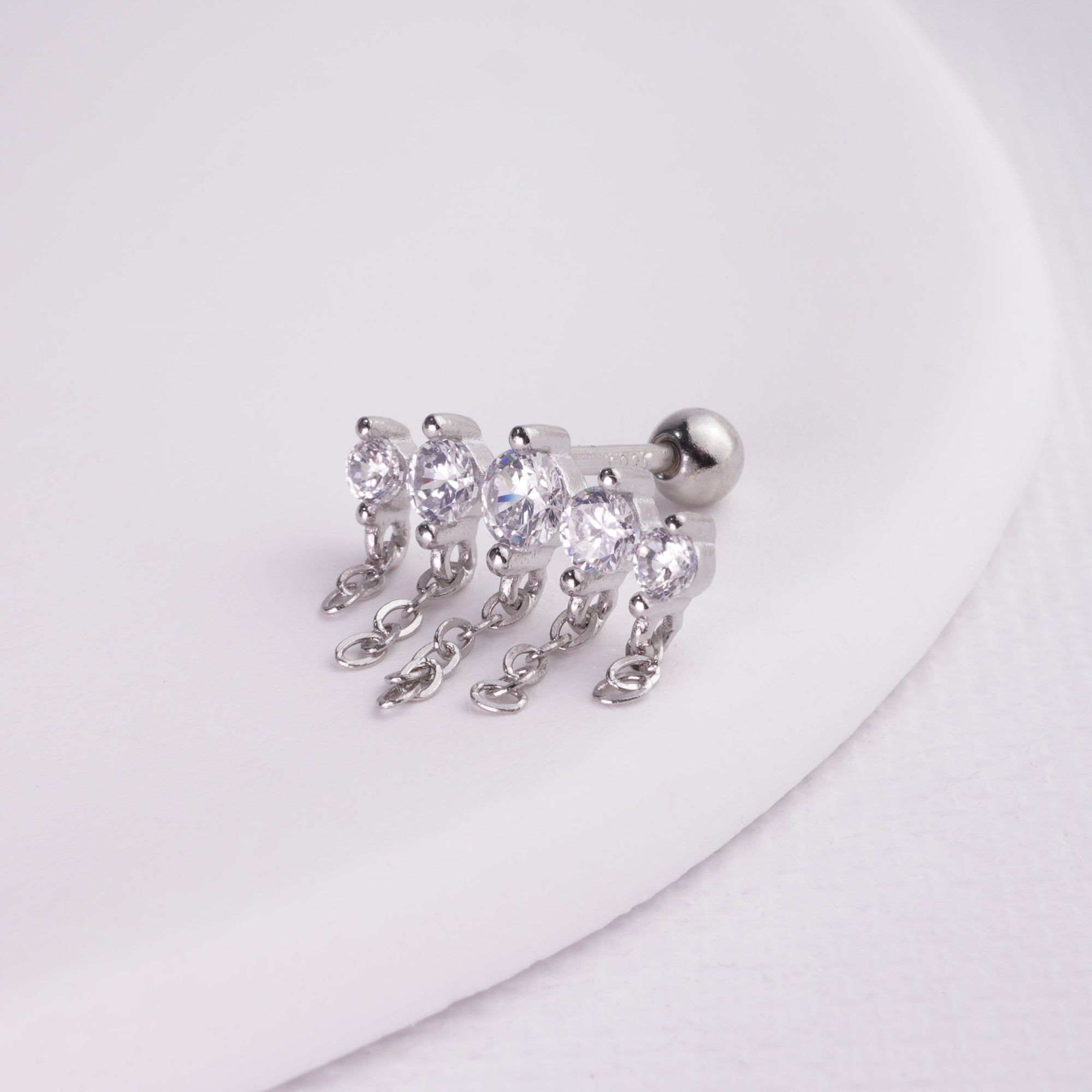 INAGIO 925 silver diamond drape barbell