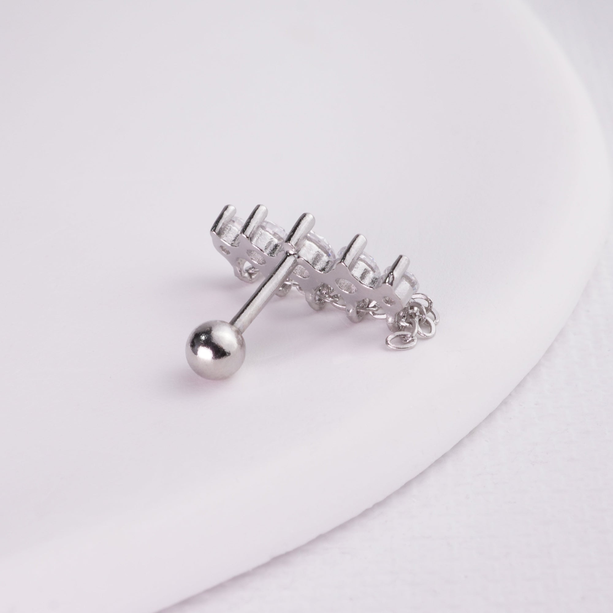 INAGIO 925 silver diamond drape barbell