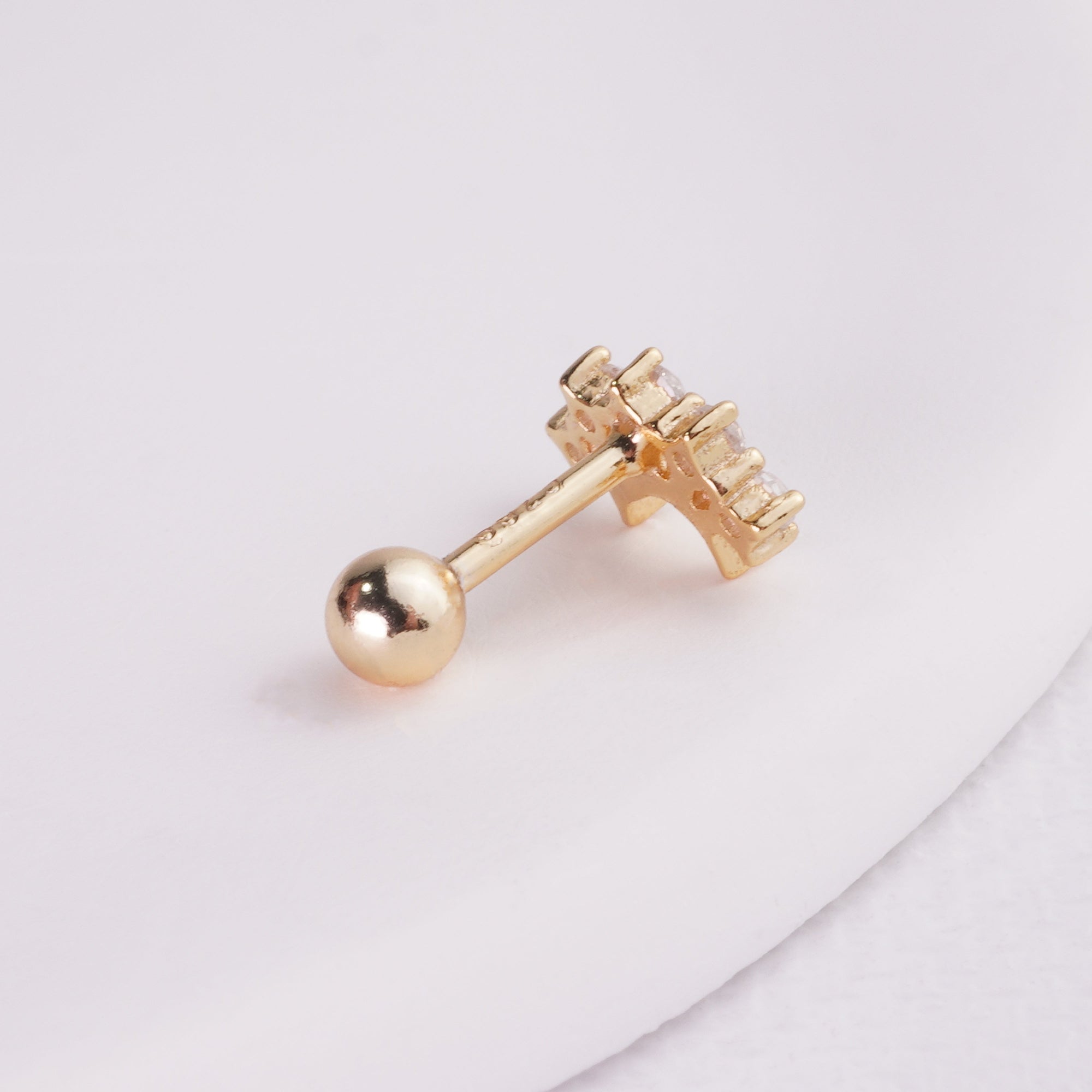 INAGIO 14K gold plated silver diamond celeste barbell piercing