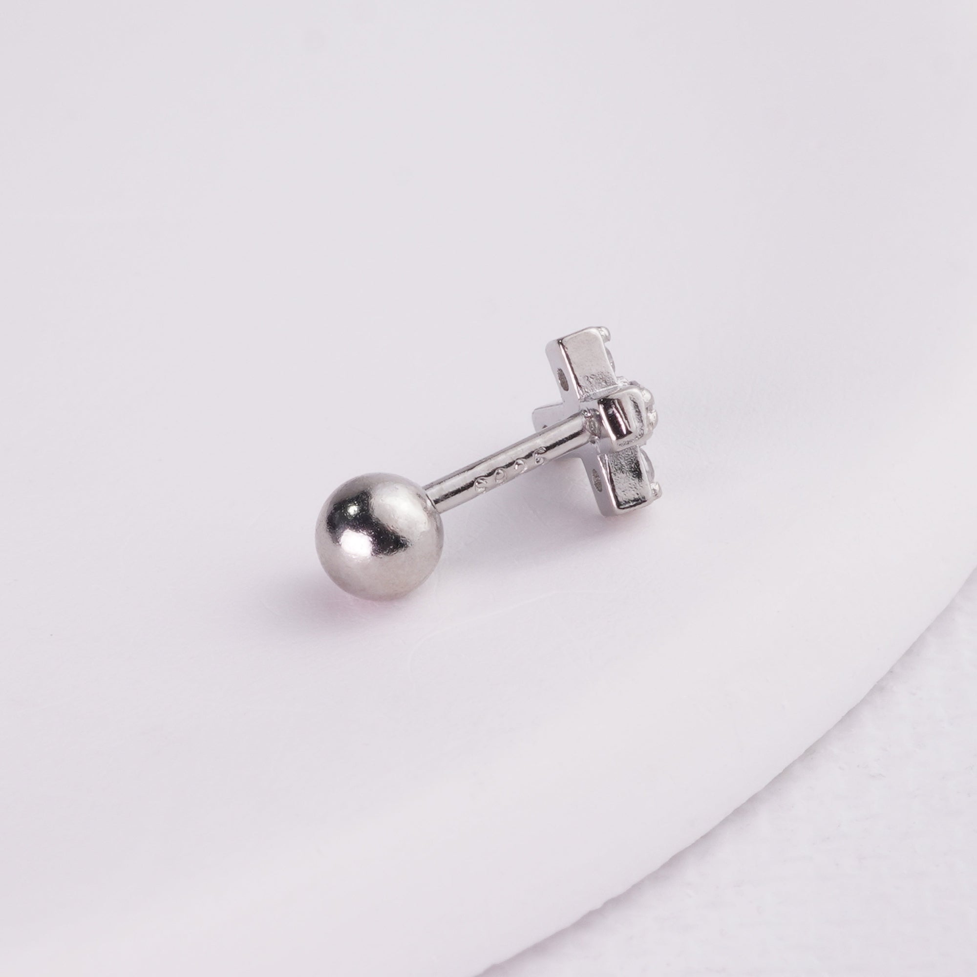 INAGIO 925 silver diamond cross barbell piercing