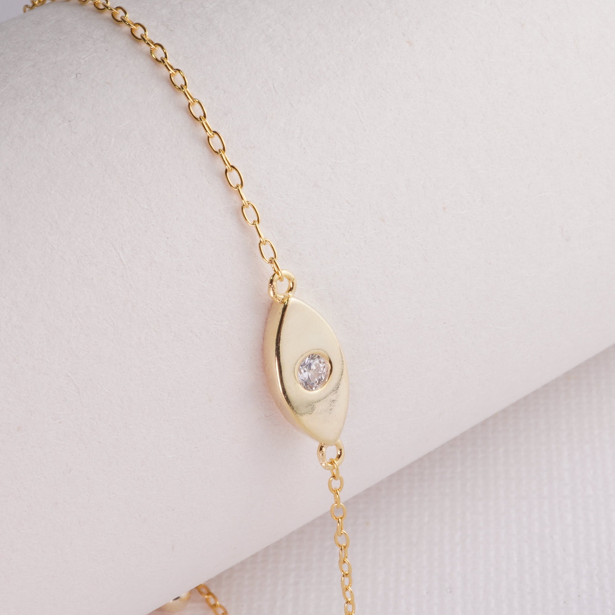 14k gold plated diamond eye bracelet INAGIO