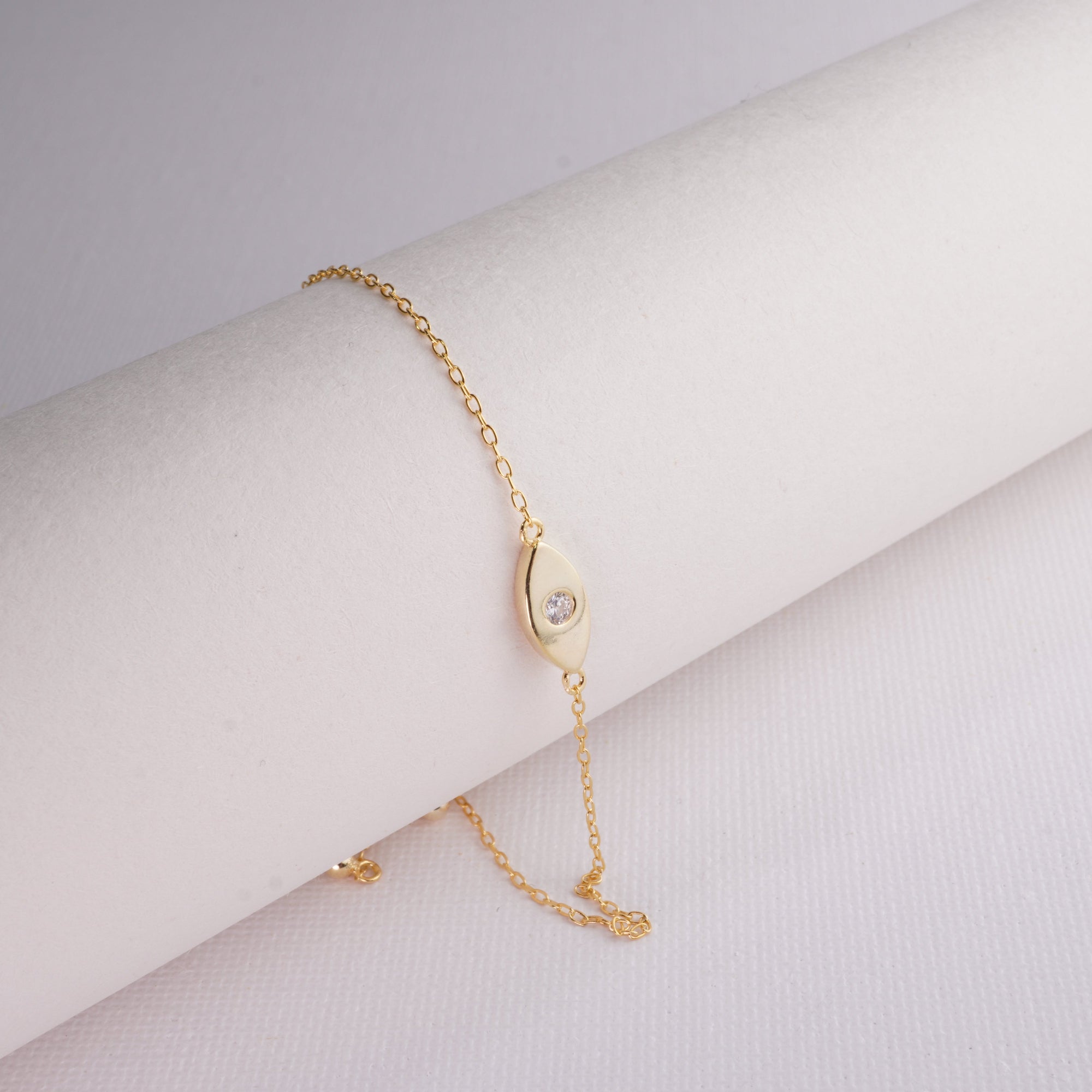 14k gold plated diamond eye bracelet INAGIO