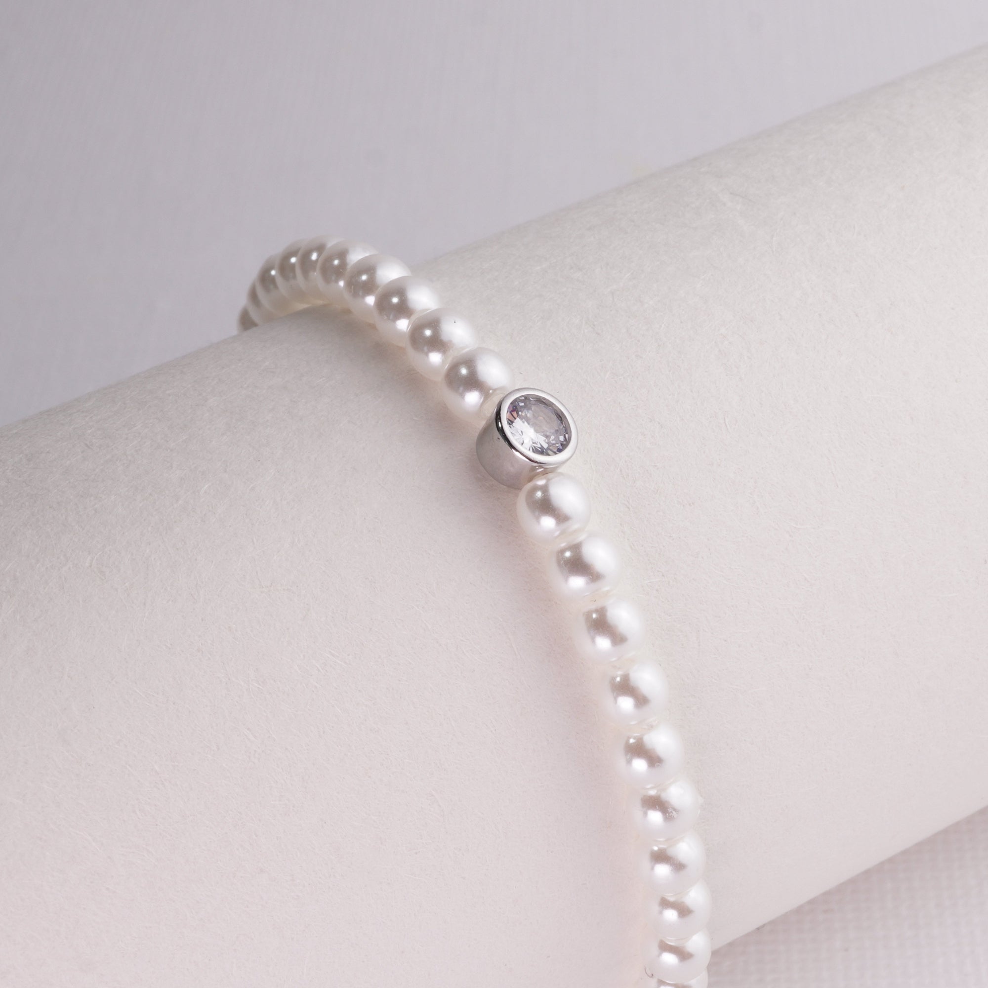 INAGIO 925 silver diamond pearl bracelet