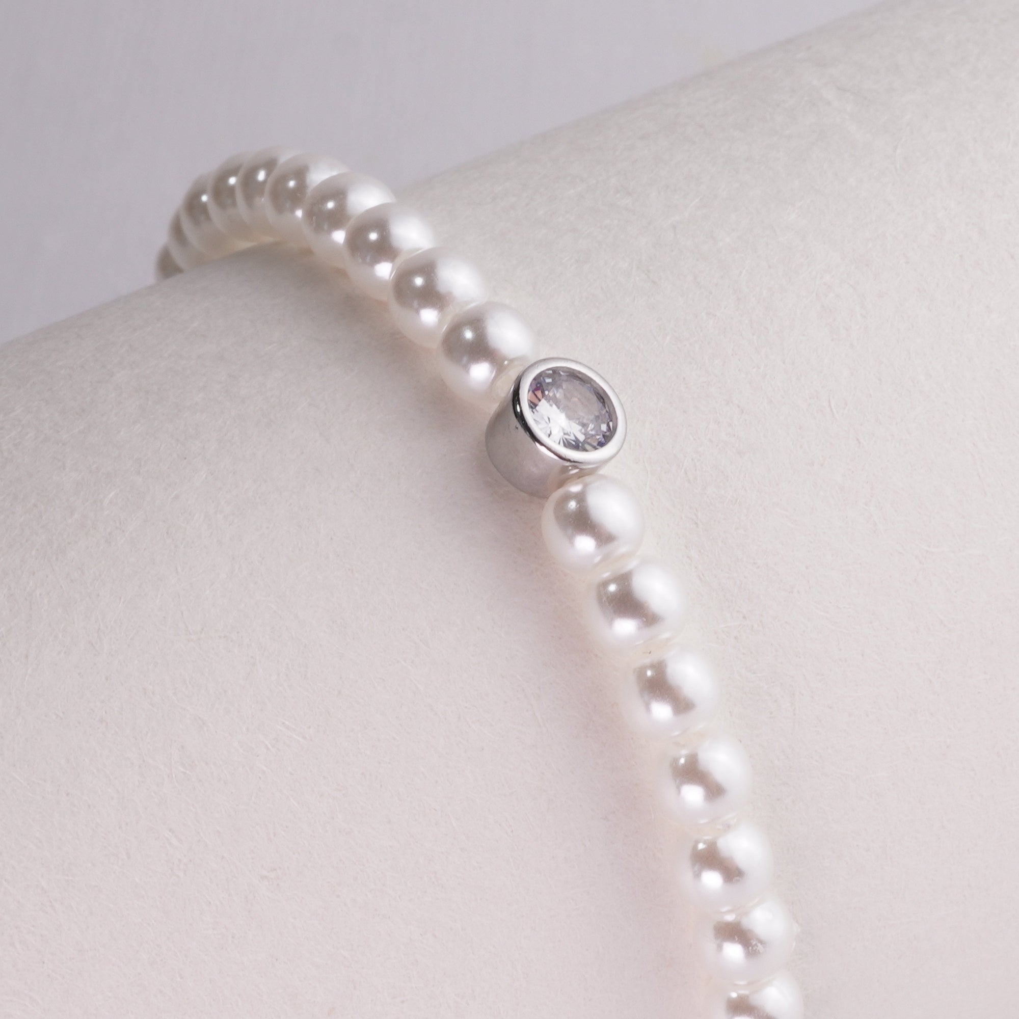INAGIO 925 silver diamond pearl bracelet