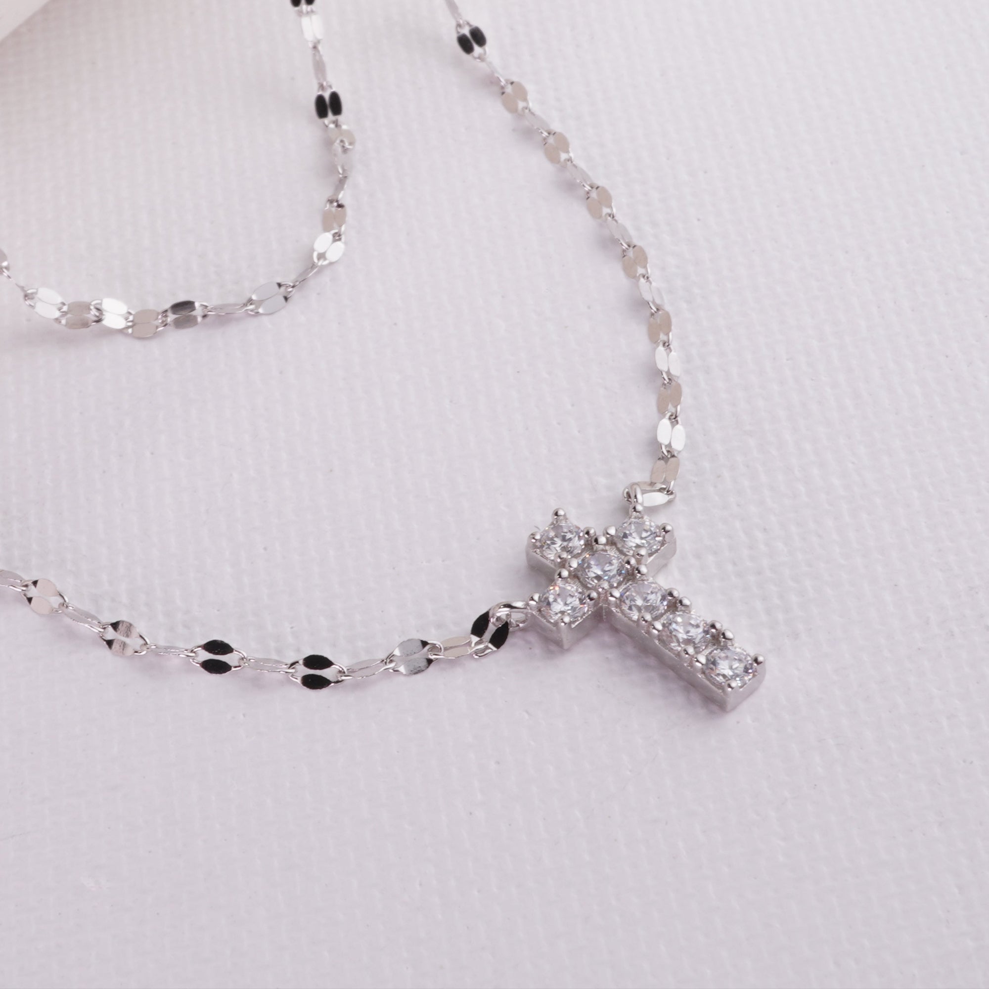 INAGIO 925 silver cross double pendant chain