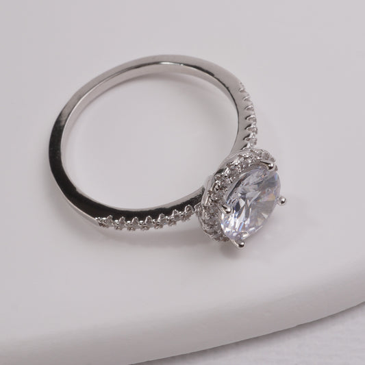 INAGIO 925 silver engagement ring with diamonds