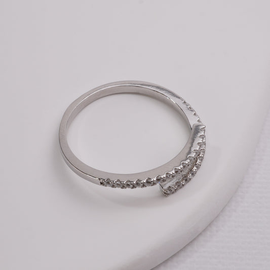 INAGIO 925 silver untouched adjustable ring with diamonds